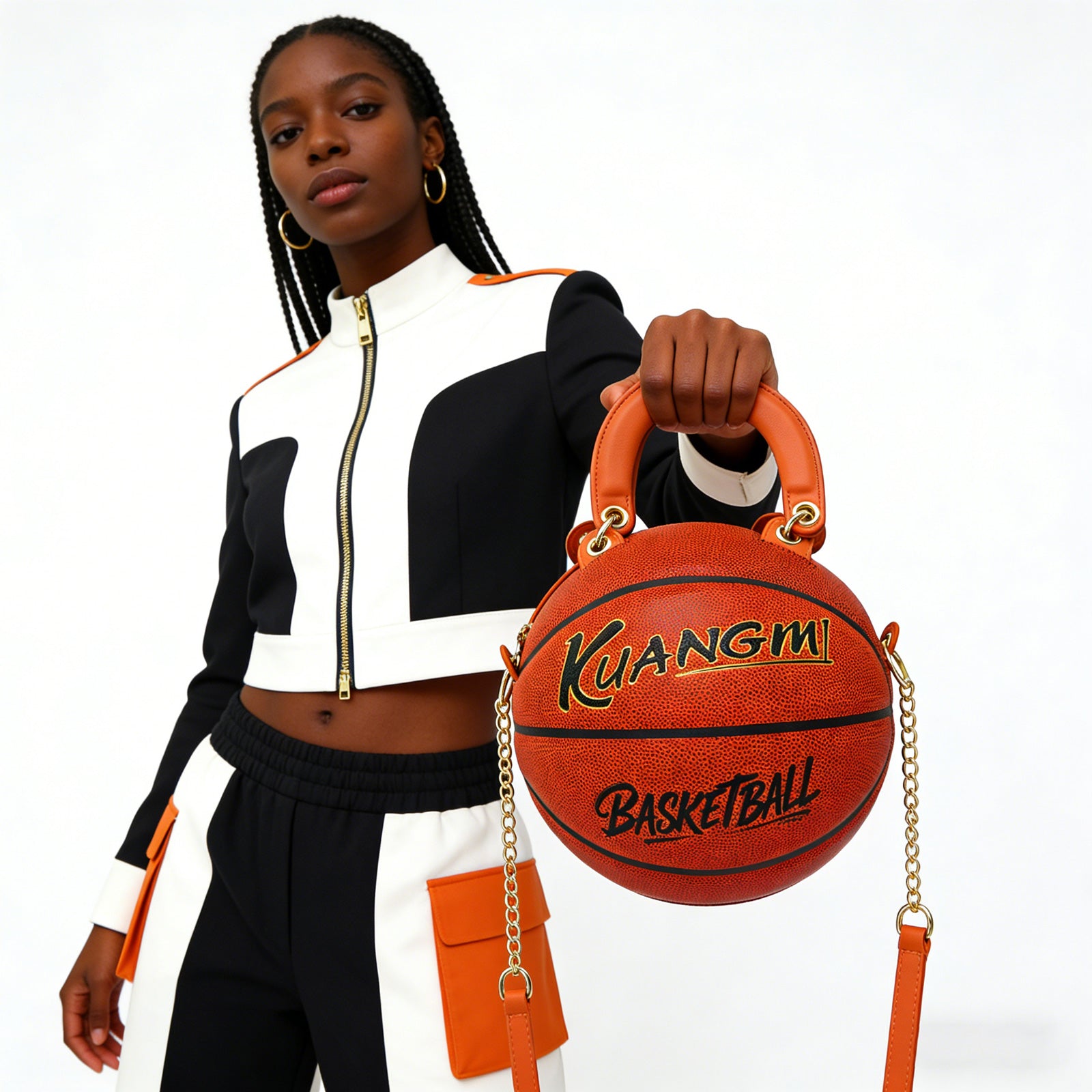 Kuangmi Klassische Braune Basketball Geldbörse & Handtasche - Größe 7