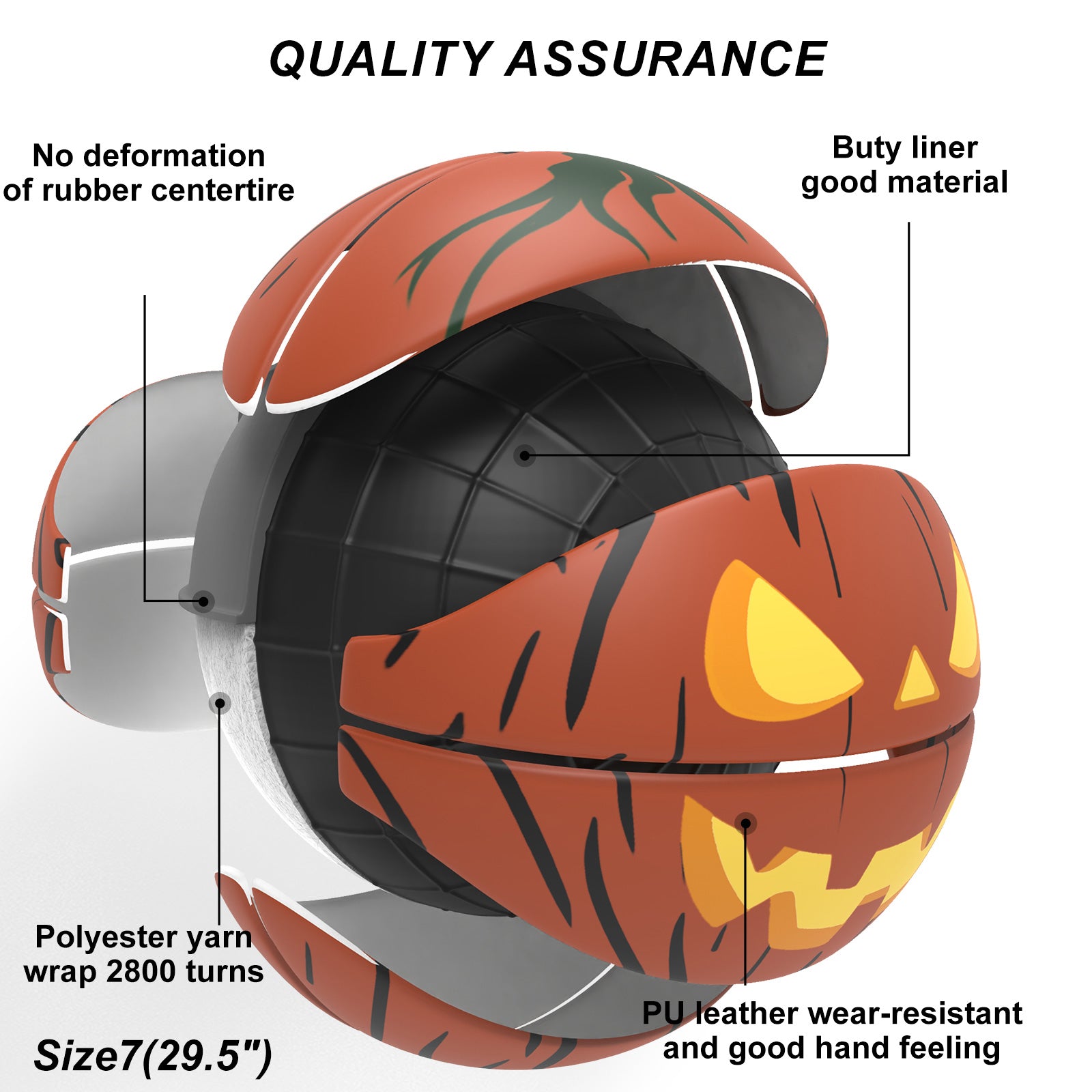 Halloween Glow - in - the - Dark Pumpkin Basketball - Size 7, Hygroscopic PU for Indoor & Outdoor