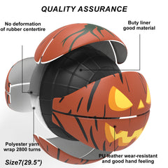Halloween Glow - in - the - Dark Pumpkin Basketball - Size 7, Hygroscopic PU for Indoor & Outdoor