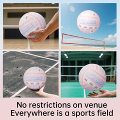 Kuangmi Fair Isle Pattern Volleyball - Cute Cat & Heart Design Size 5