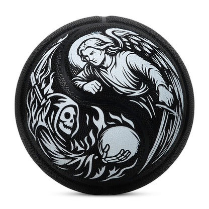 Kuangmi Tai Chi Angel & Demon Basketball Size 7（29.5“）, Durable PU Ball for Kids Youth Adults, Indoor Outdoor Training Game