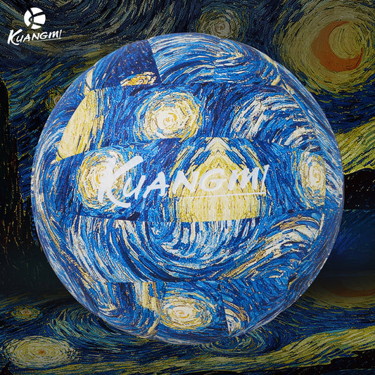 Kuangmi Van Gogh Starry Night Volleyball, Size 5, PU Material - For Men & Women Training, Soft & Hard Court Use