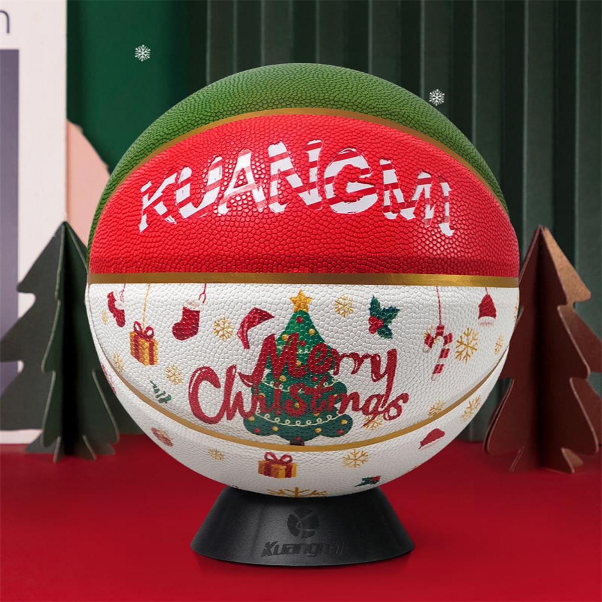 Kuangmi Christmas Basketball, Size 7 (29.5"), Hygroscopic PU Leather, Ideal Christmas Gift