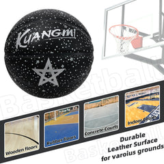 Kuangmi Glow-in-the-Dark Starry Sky Basketball Gift, Size 7 (29.5"), Hygroscopic PU for Indoor Outdoor Play