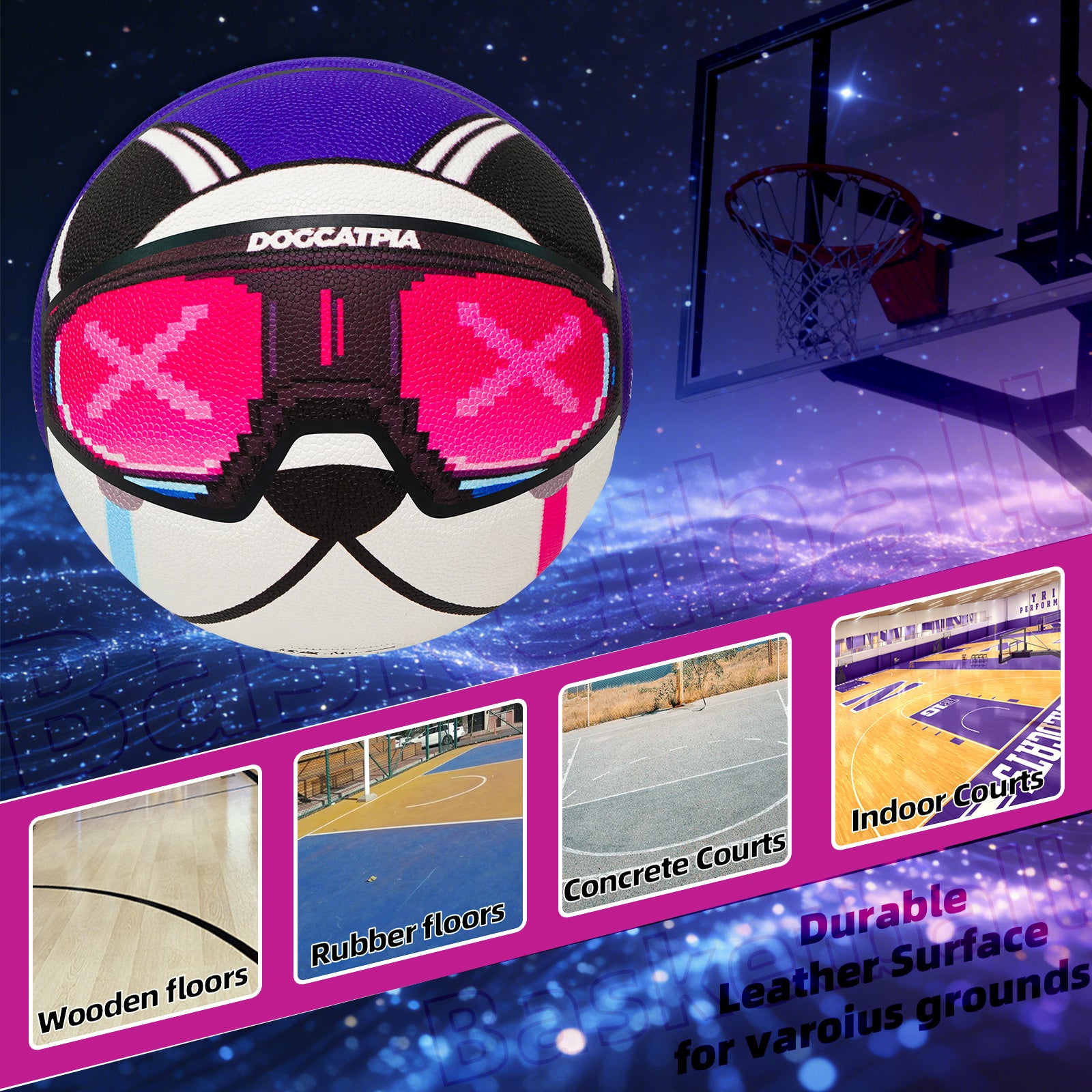 Kuangmi Cyber Dog Basketball Size 7 Hygroscopic PU