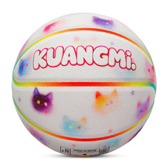Kuangmi Cute Cat Print Basketball - Hygroscopic PU with Advanced Channel Leather Technology (Size 7/6/5)