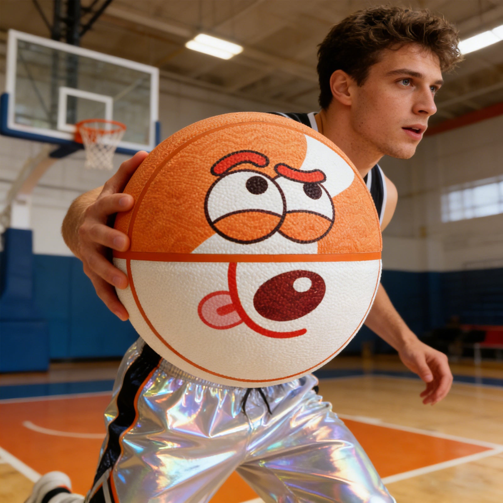 Kuangmi Corgi Muster Basketball Größe 7 (29,5“), Spaßiges Design PU Ball für Kinder Jugendliche Erwachsene, Innen Außen Training Spiel