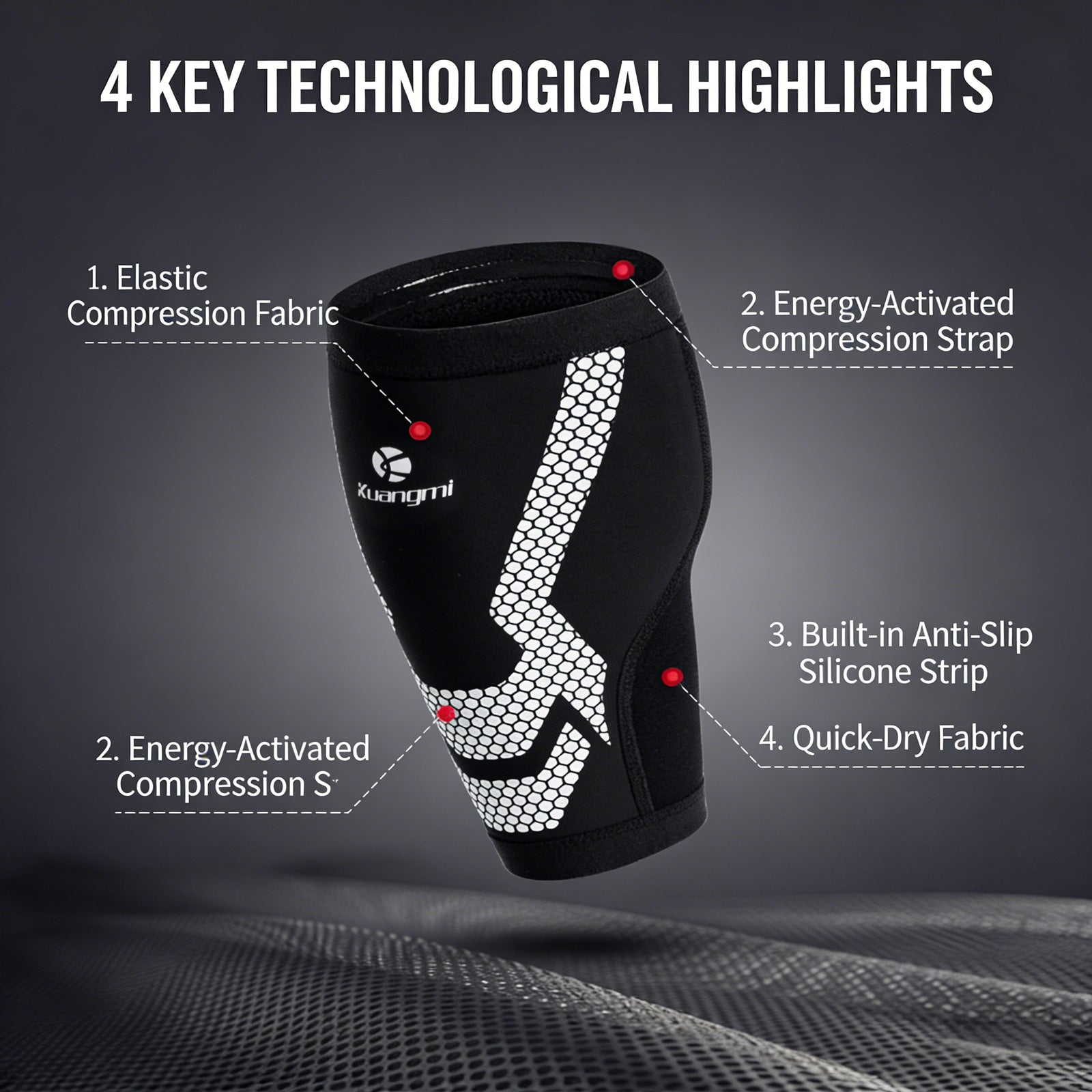 Kuangmi Energy Calf Support - Compression Sleeve for Sports & Activities (Sizes M/L/XL)