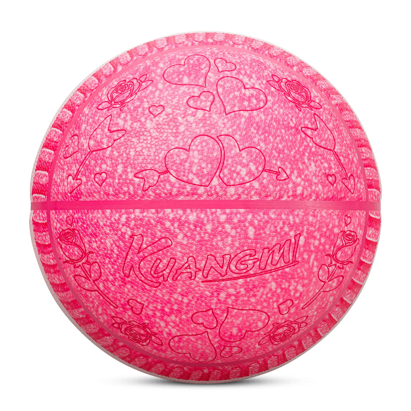 Kuangmi Sandwich Cookie Basketball, Sizes 6 & 7, Pink & Black, Hygroscopic PU Leather