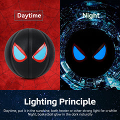 Kuangmi Spider-Eye Glow-in-the-Dark Basketball, Sizes 5/6/7, Hygroscopic PU