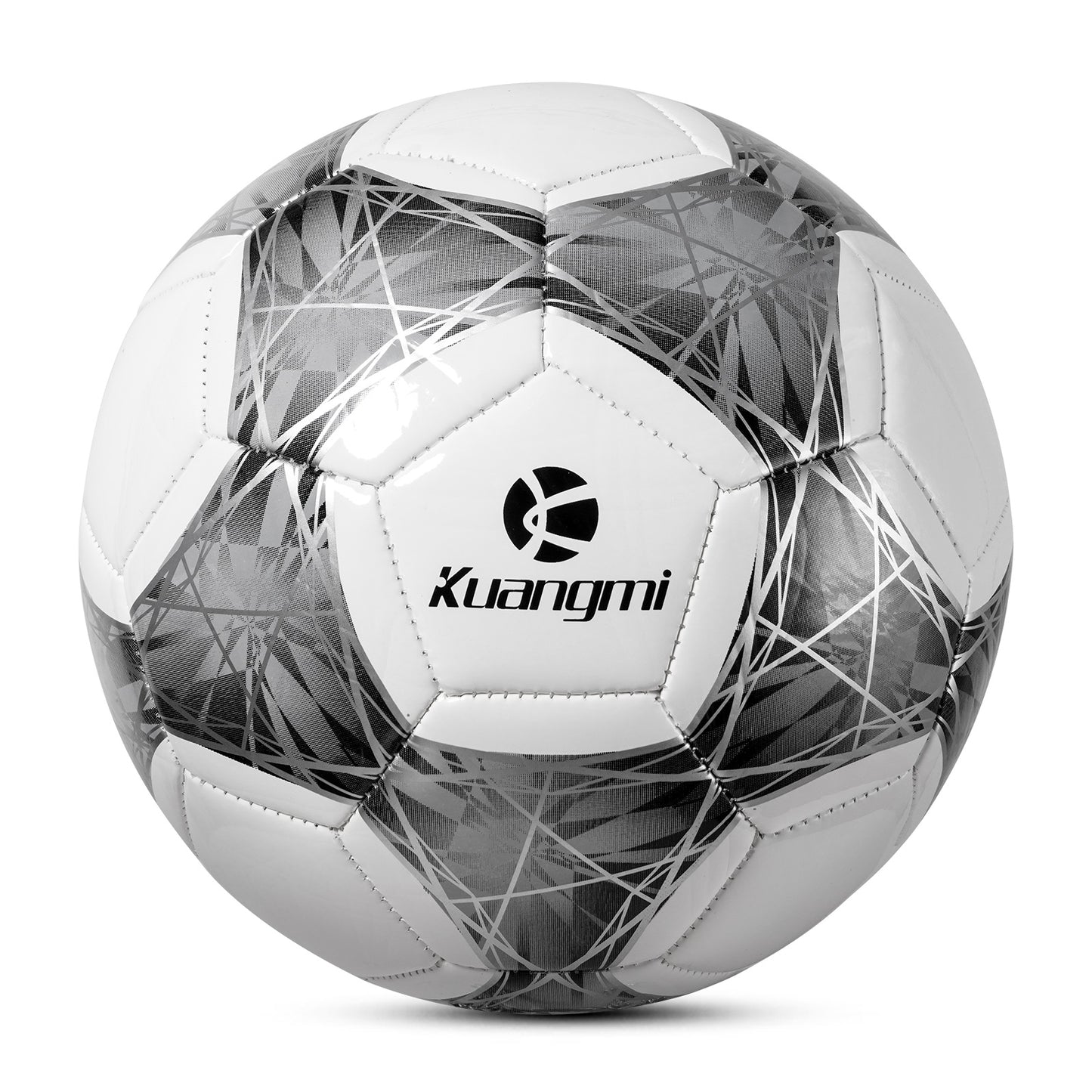 Balón de fútbol geométrico Kuangmi con líneas plateadas - Talla 5