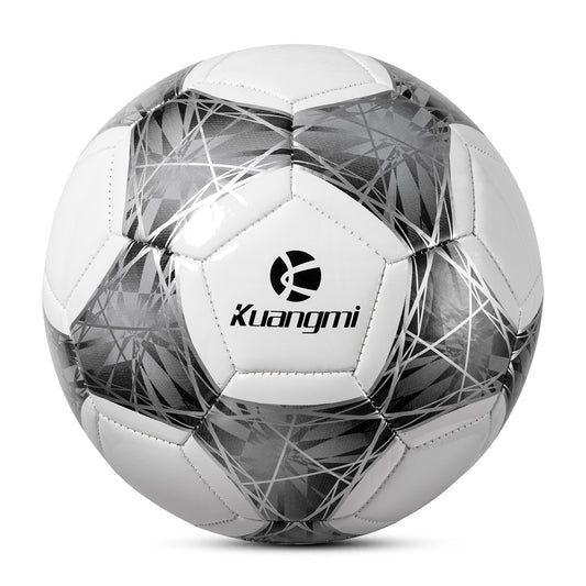 Balón de fútbol geométrico Kuangmi con líneas plateadas - Talla 5