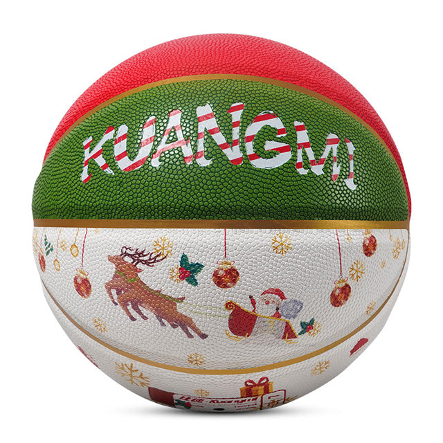 Kuangmi Christmas Basketball, Size 7 (29.5"), Hygroscopic PU Leather, Ideal Christmas Gift