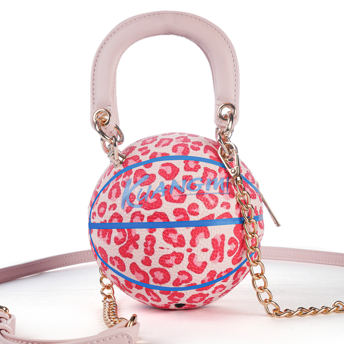 Kuangmi Mini Basketball Bag & Handbag - Pink Leopard Print