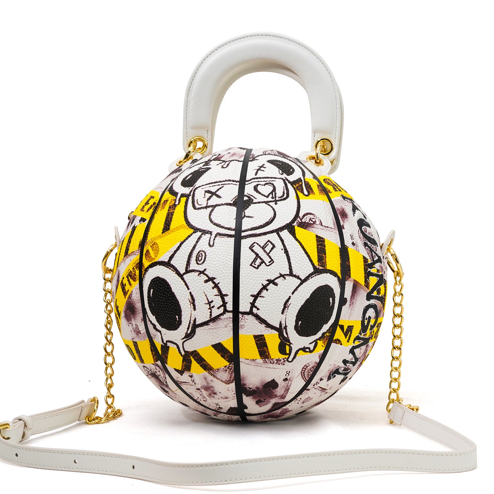 “Yellow EMO Bear” Size-7 Basketball Bag & Handbag