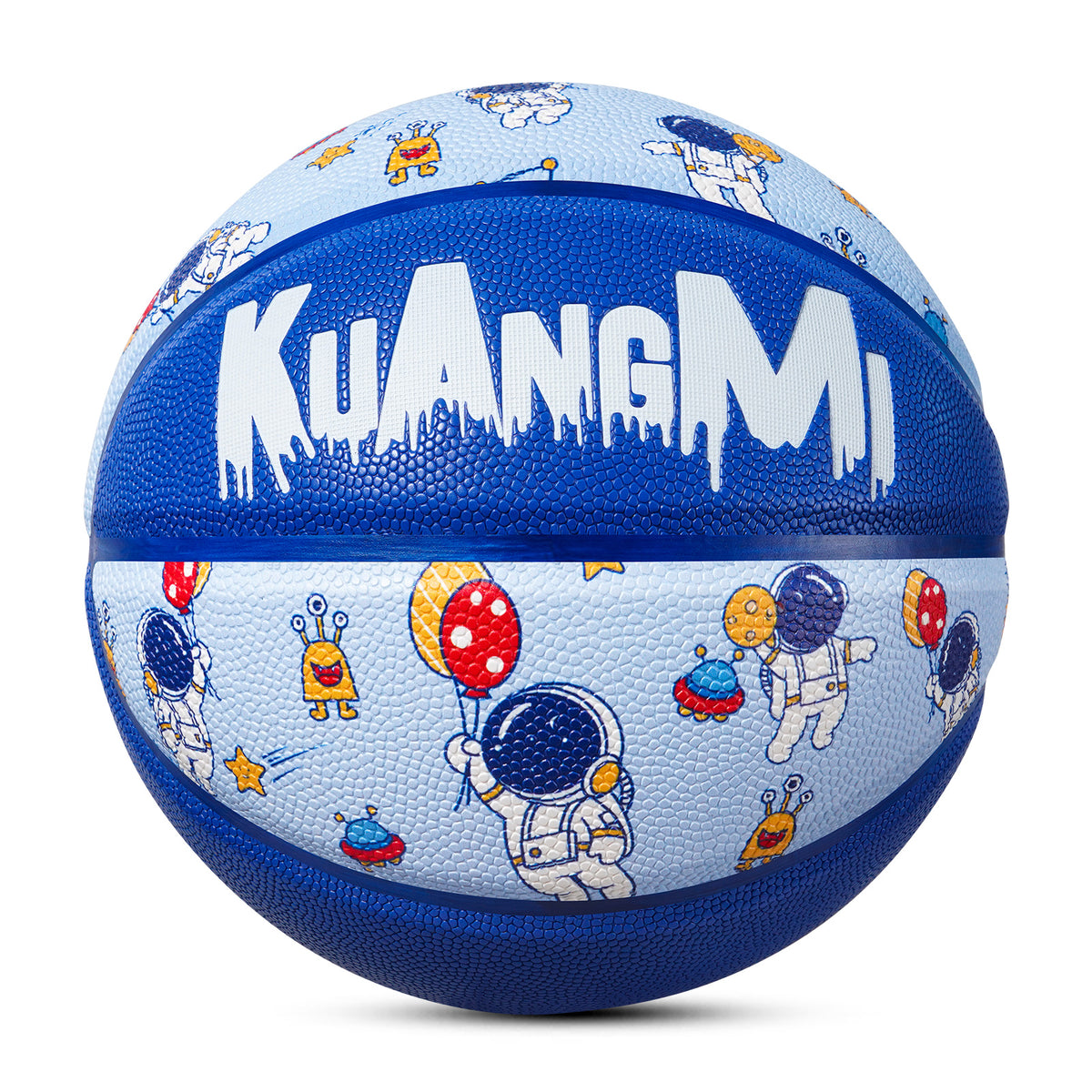 Kuangmi Kids' Blue Astronaut Basketball, Size 5 (27.5"), Hygroscopic PU Leather