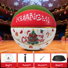 Kuangmi Christmas Basketball, Size 7 (29.5"), Hygroscopic PU Leather, Ideal Christmas Gift