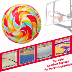 Kuangmi Lollipop Basketball Gift, Size 7 (29.5"), PU Leather for Indoor Outdoor Play
