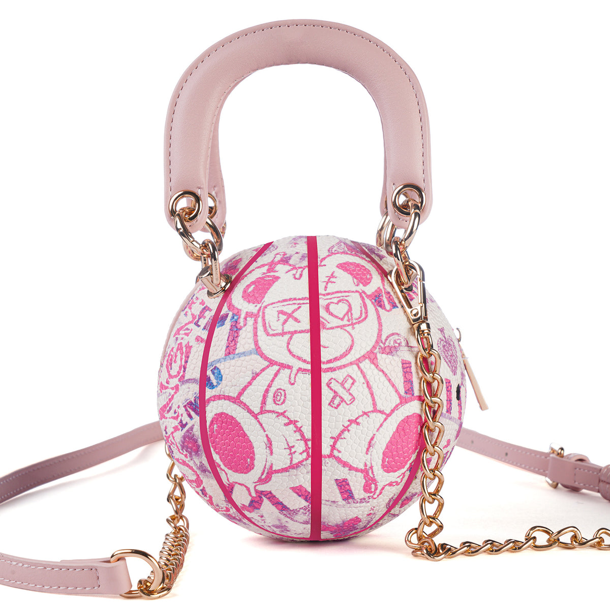 Kuangmi Mini Basketball Bag & Handbag - Pink Bear Print