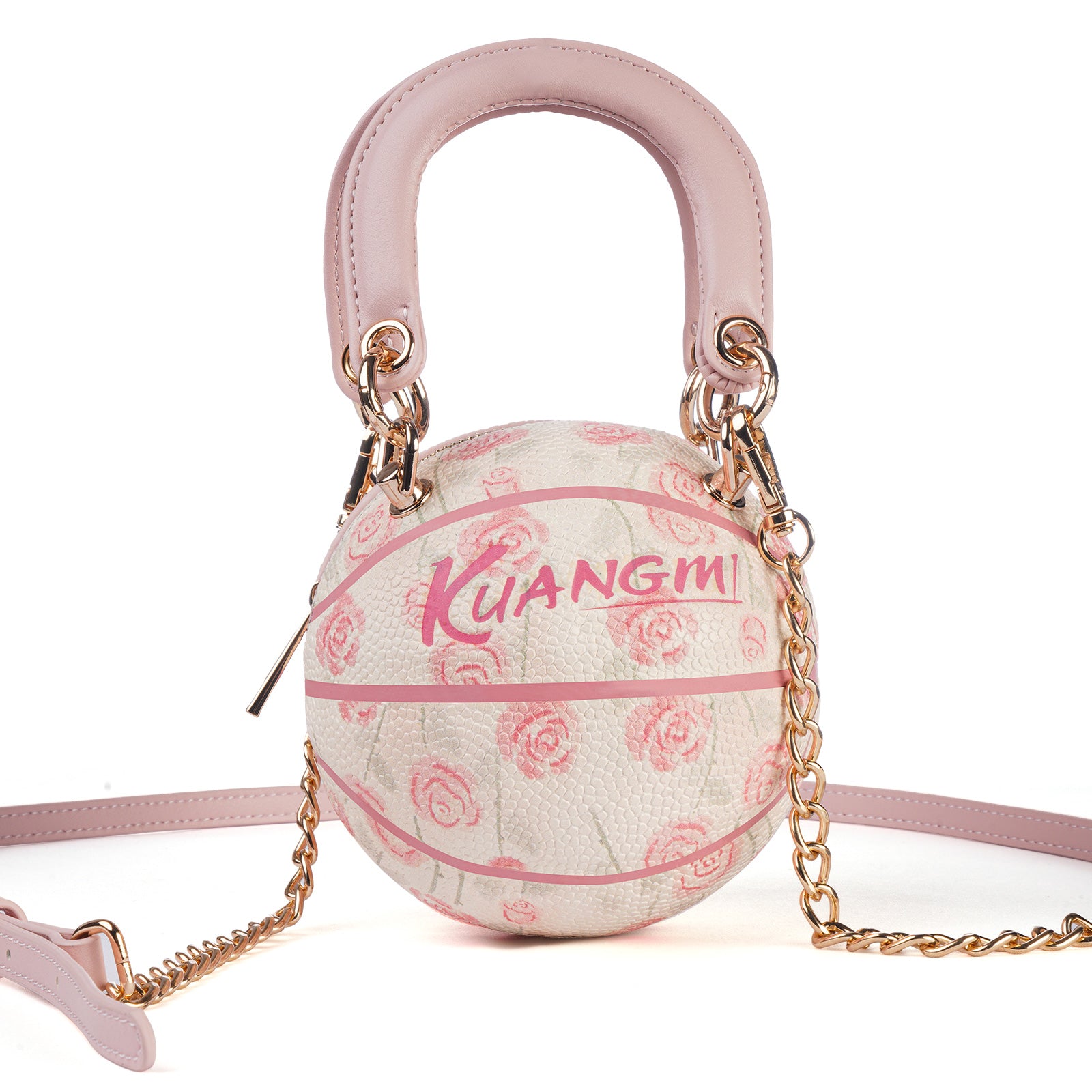 Kuangmi Mini Basketball Bag & Handbag - Pink Rose Print
