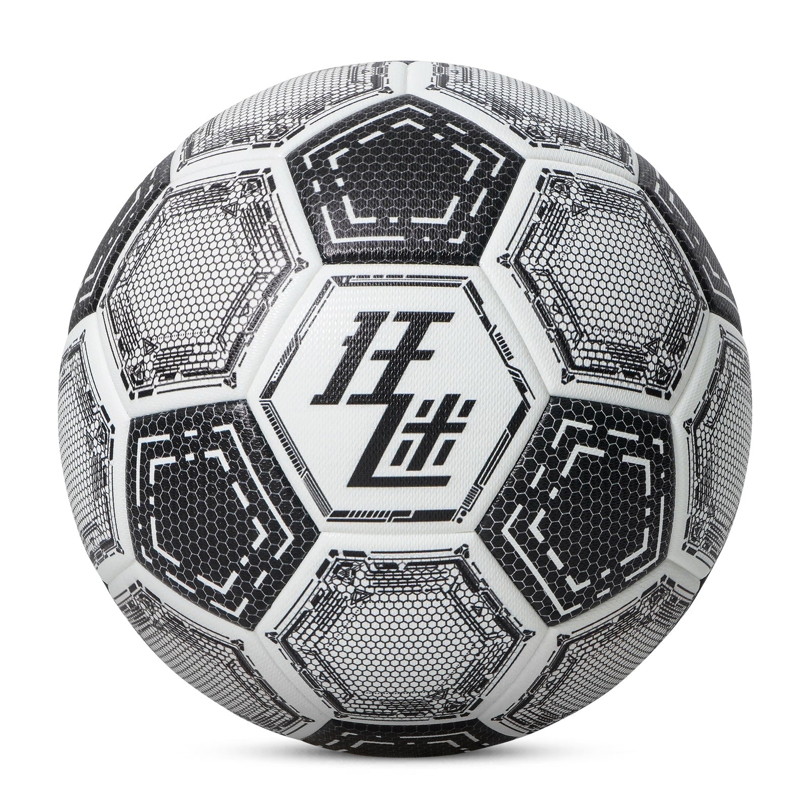 Kuangmi Mecha Honeycomb Football (Silver/Black-Gold), Size 5, PU Surface for Training & Competition