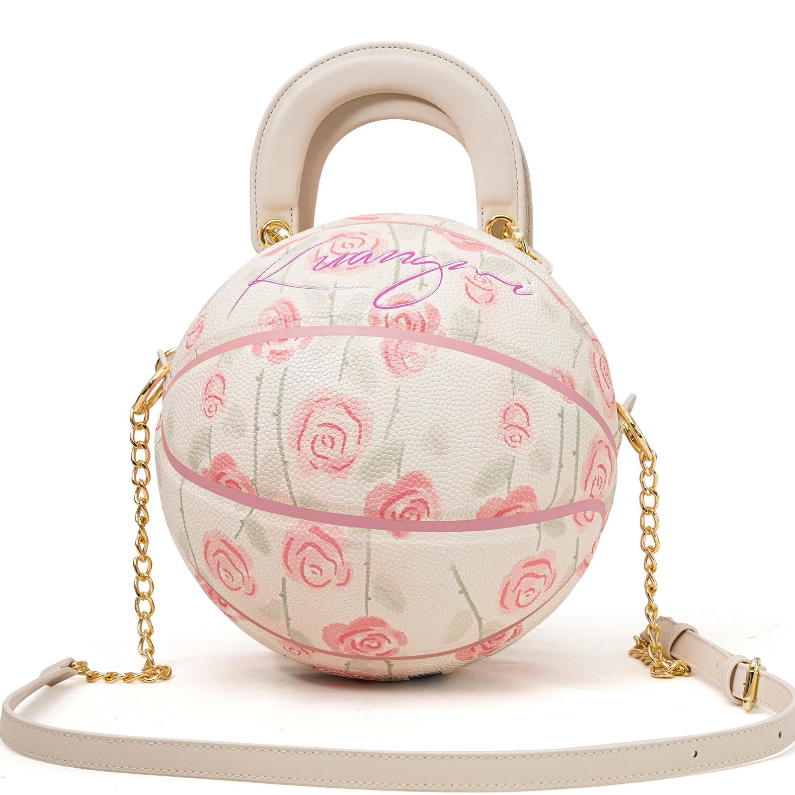 "Pink Rose Pattern" Size-6 Basketball Bag & Handbag