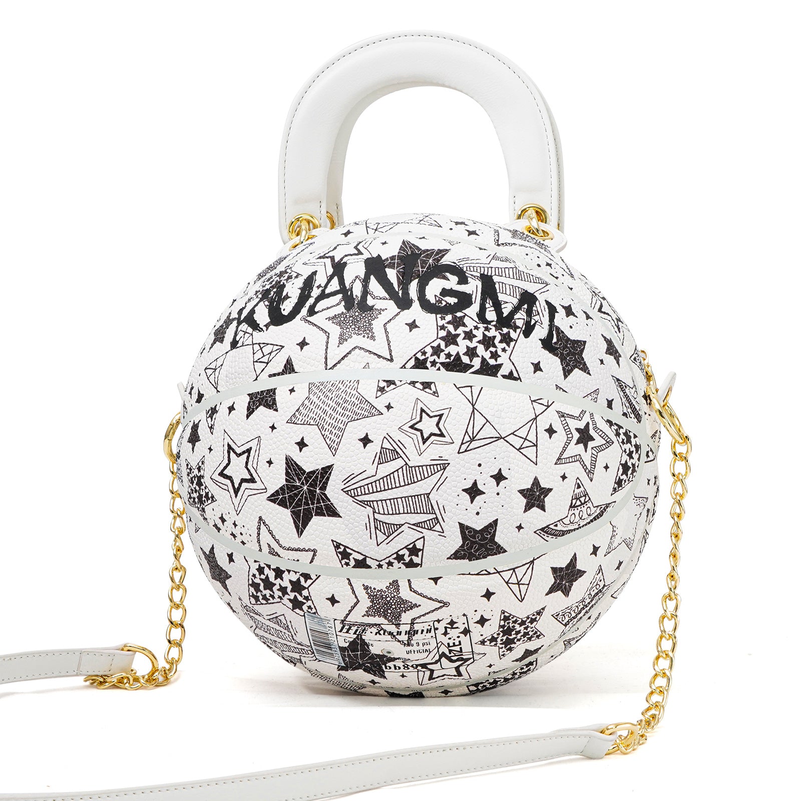 "Black & White Star Print" Size-7 Basketball Bag & Handbag