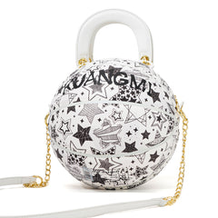 "Black & White Star Print" Size-7 Basketball Bag & Handbag