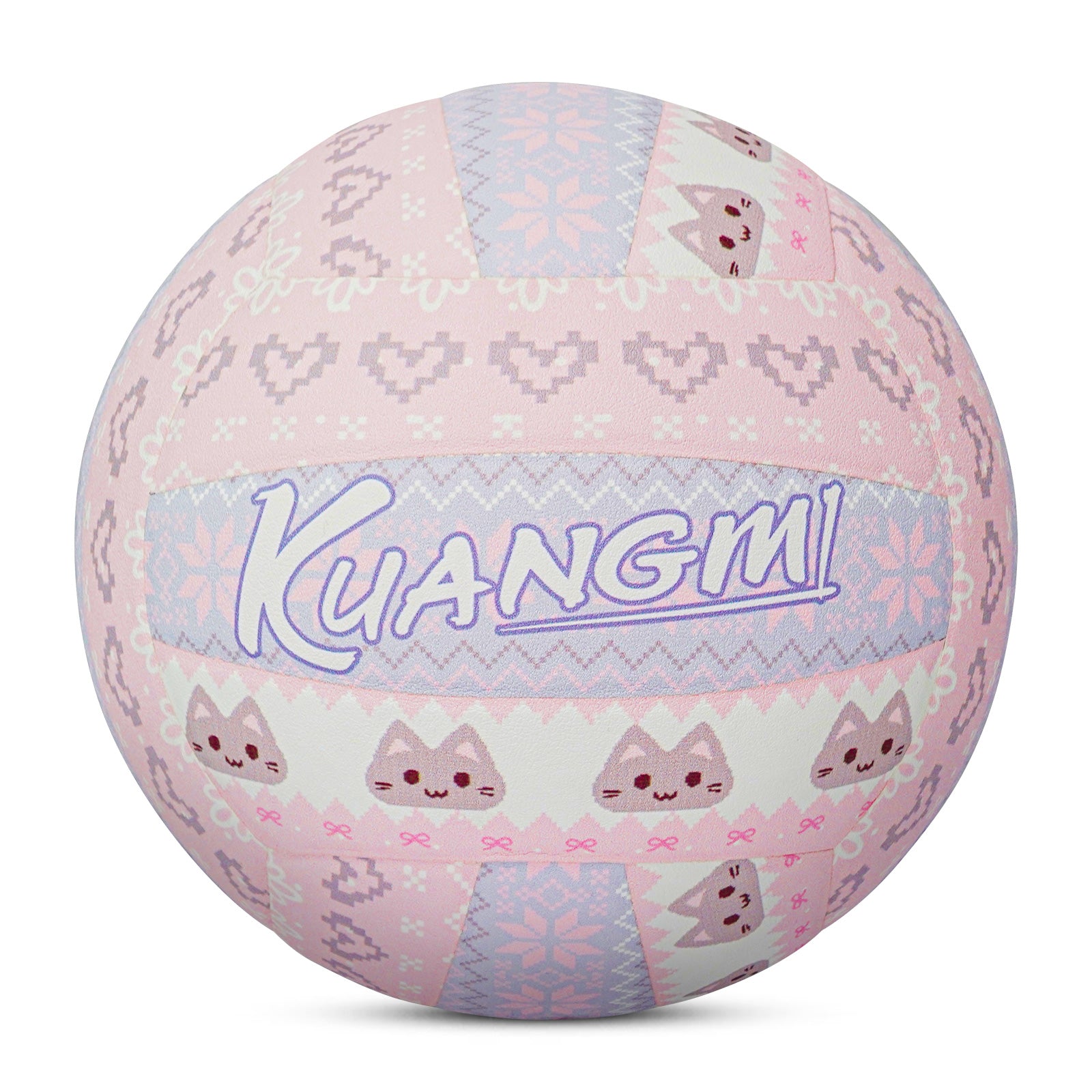 Kuangmi Fair Isle Pattern Volleyball - Cute Cat & Heart Design Size 5