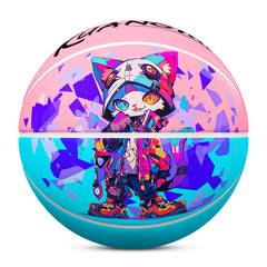 Kuangmi Cyber Pink Cool Cat Basketball Gift Size 7 6 5 4 Hygroscopic PU (Pre-Order)