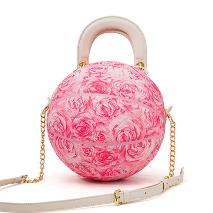 "Pink Rose Bloom" Size-6 Basketball Bag & Handbag