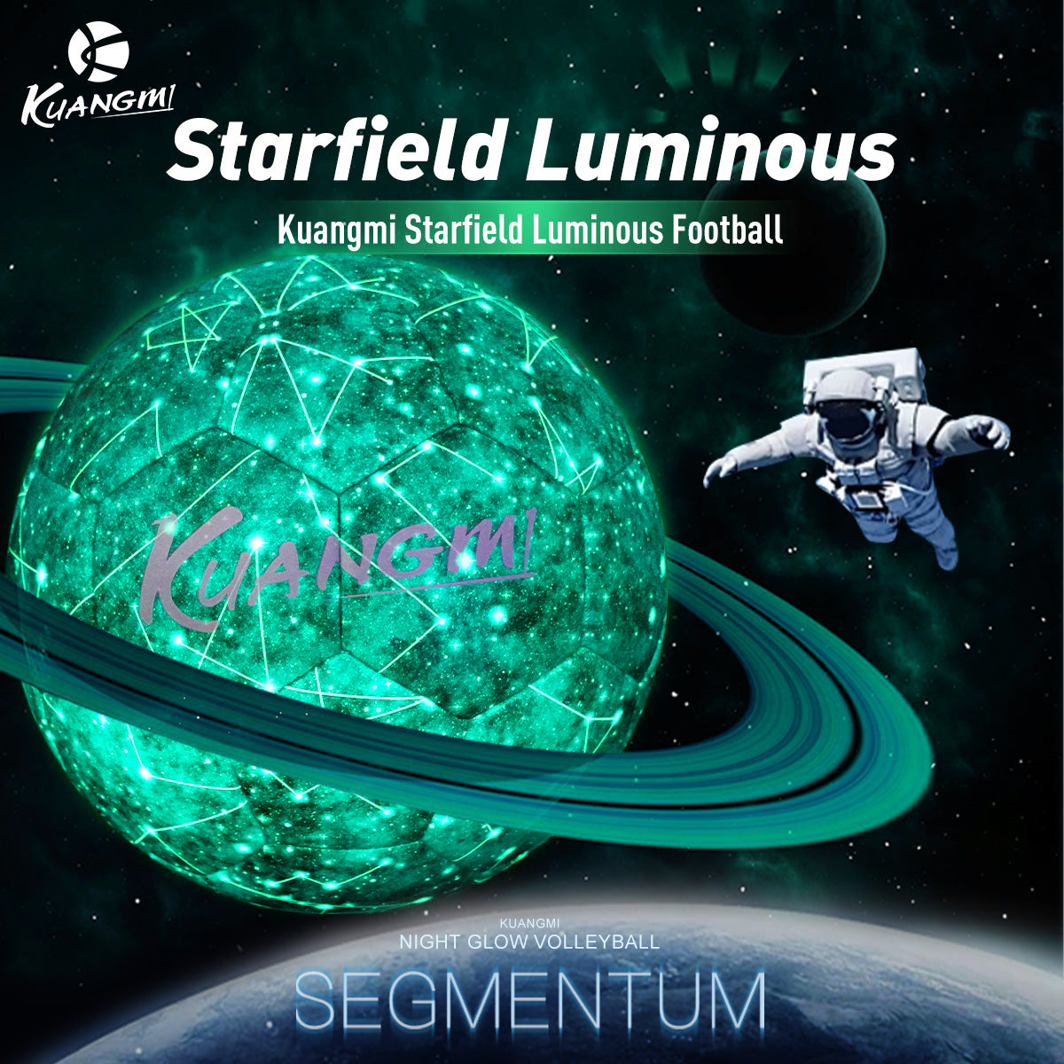 Kuangmi Starfield Luminous Size 5 Football - Premium Luminous PU Material for Nighttime Training and Game Play