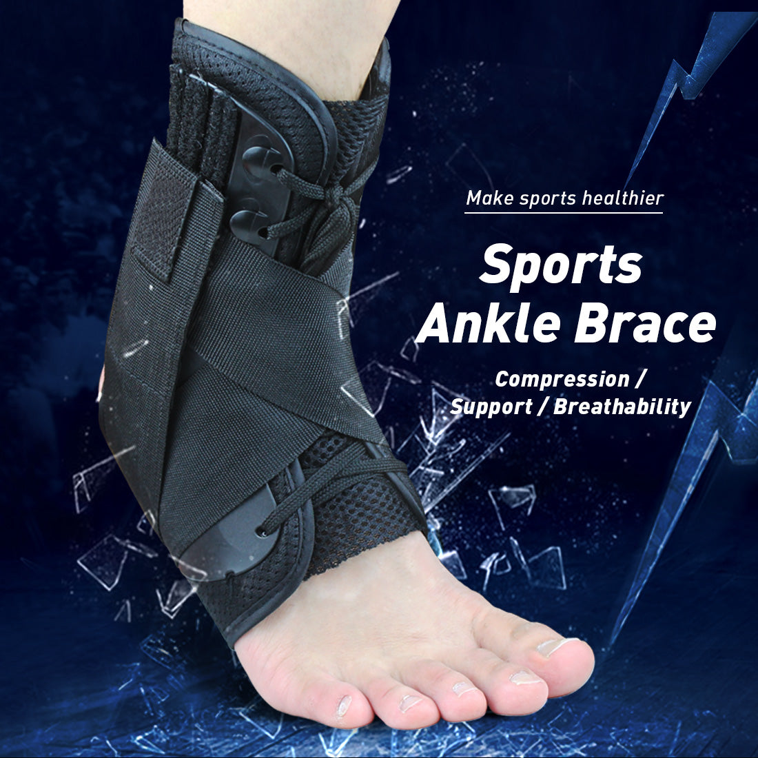 Kuangmi Lace Up Stabilizing Sports Ankle Brace S M L XL