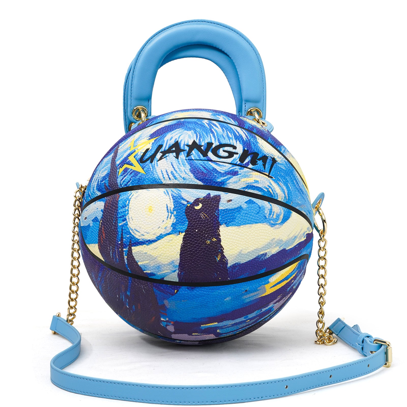 "Starry Night Cat" Size-7 Basketball Bag & Handbag
