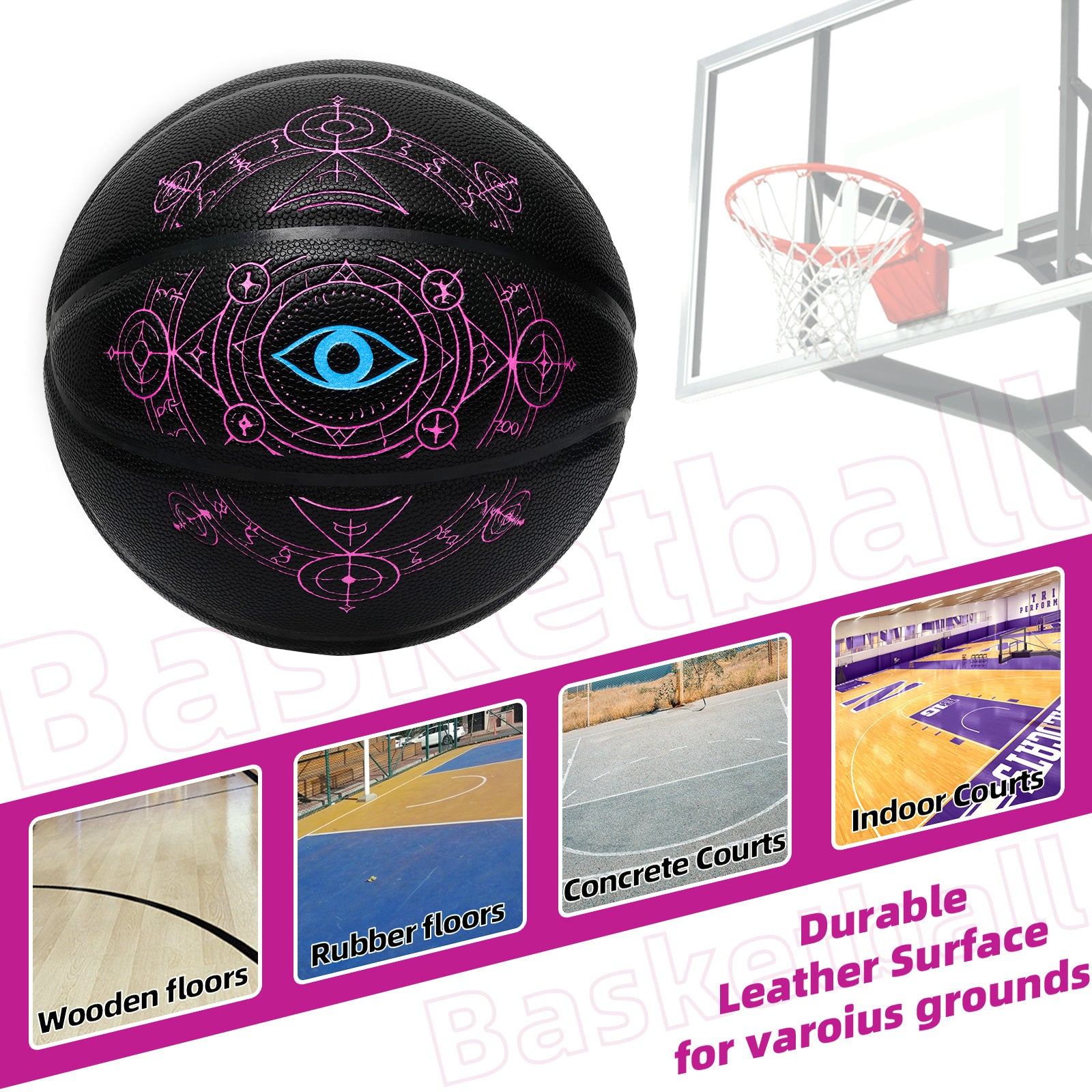 Kuangmi Glow-in-the-Dark Rune Basketball Size 7 Hygroscopic PU