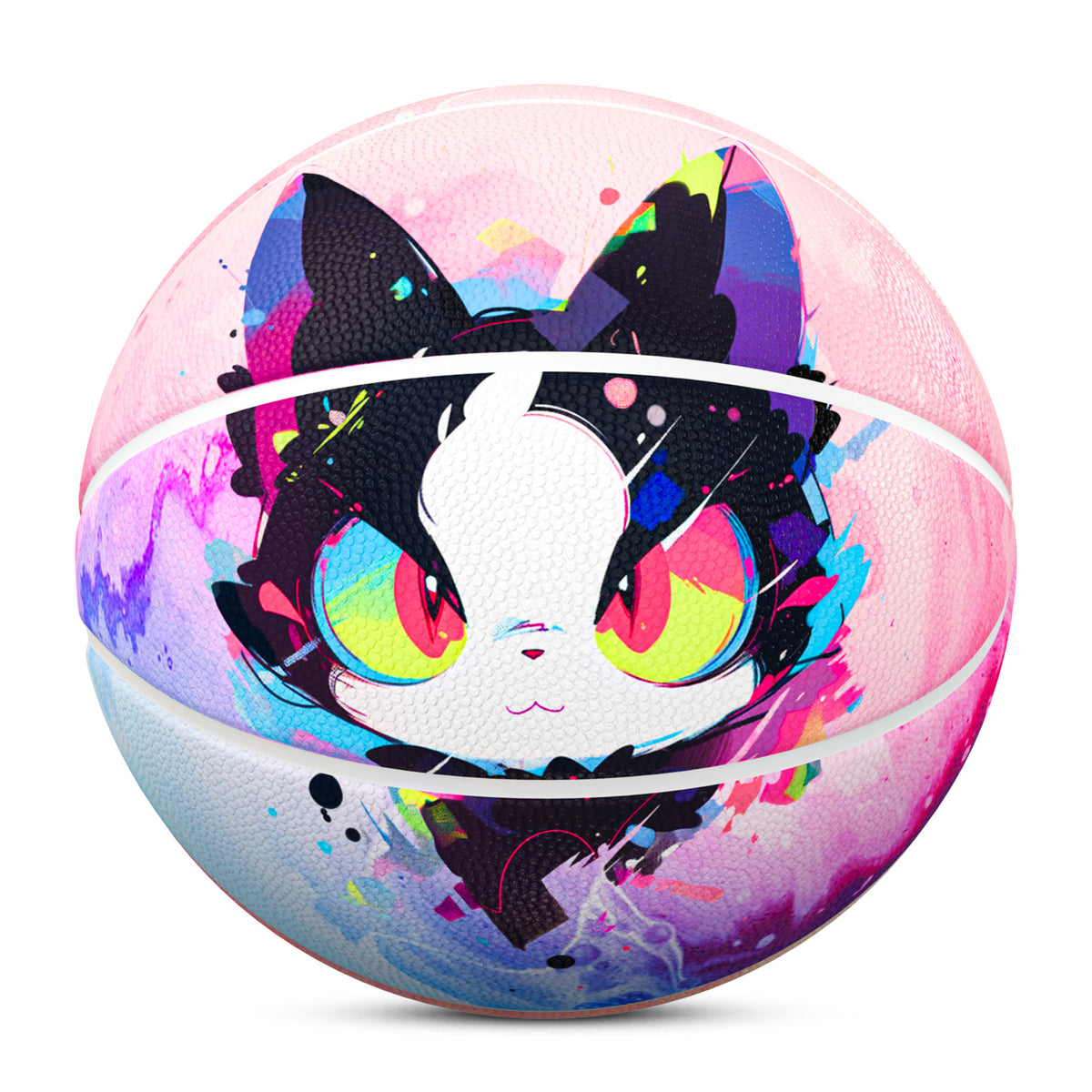 Kuangmi Neon Cat Graffiti Basketball Gift Size 7 6 5 4 Hygroscopic PU (Pre-Order)