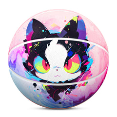 Kuangmi Neon Cat Graffiti Basketball Gift Size 7 6 5 4 Hygroscopic PU (Pre-Order)