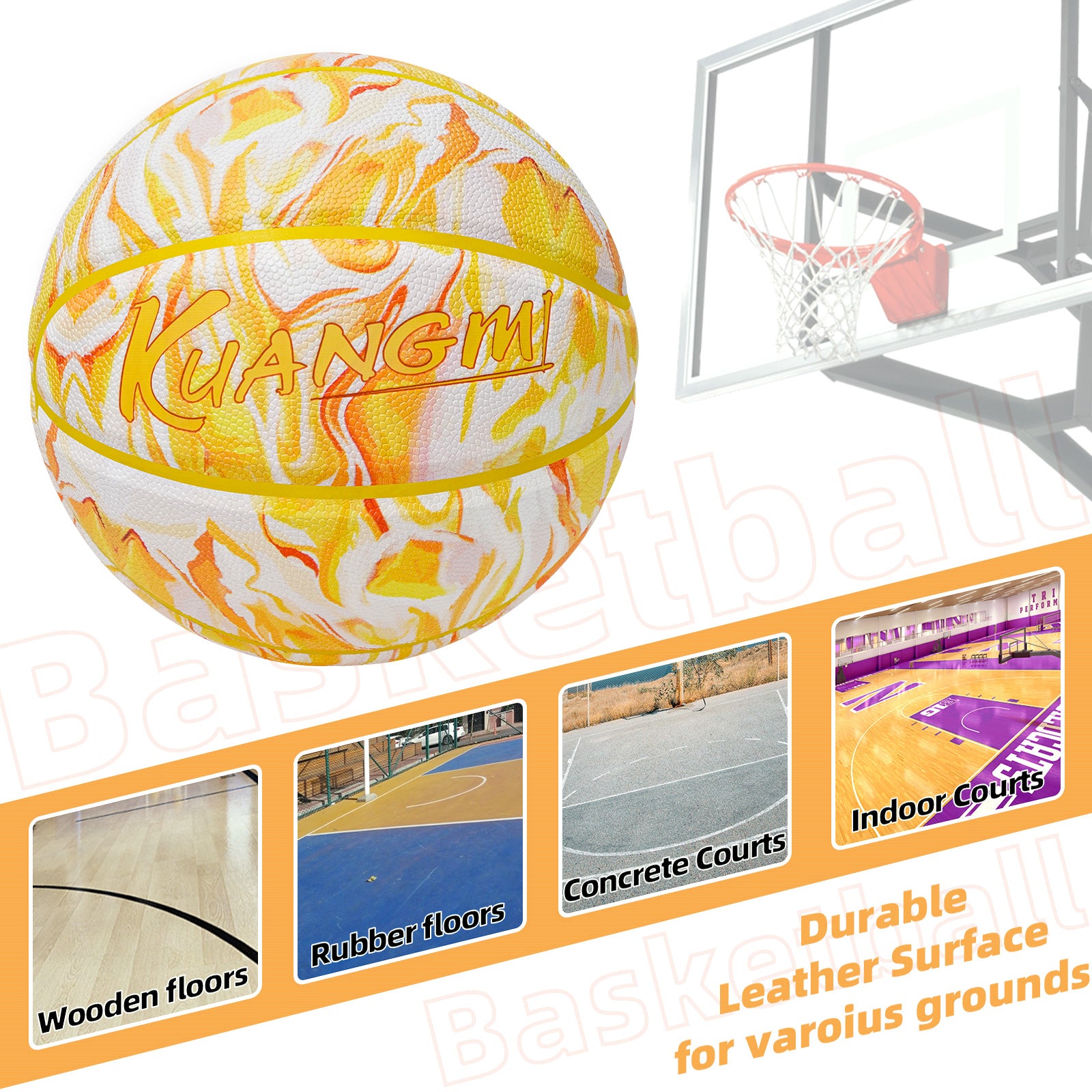 Kuangmi Mango Smoothie Basketball Size 7/6/5 Hygroscopic PU