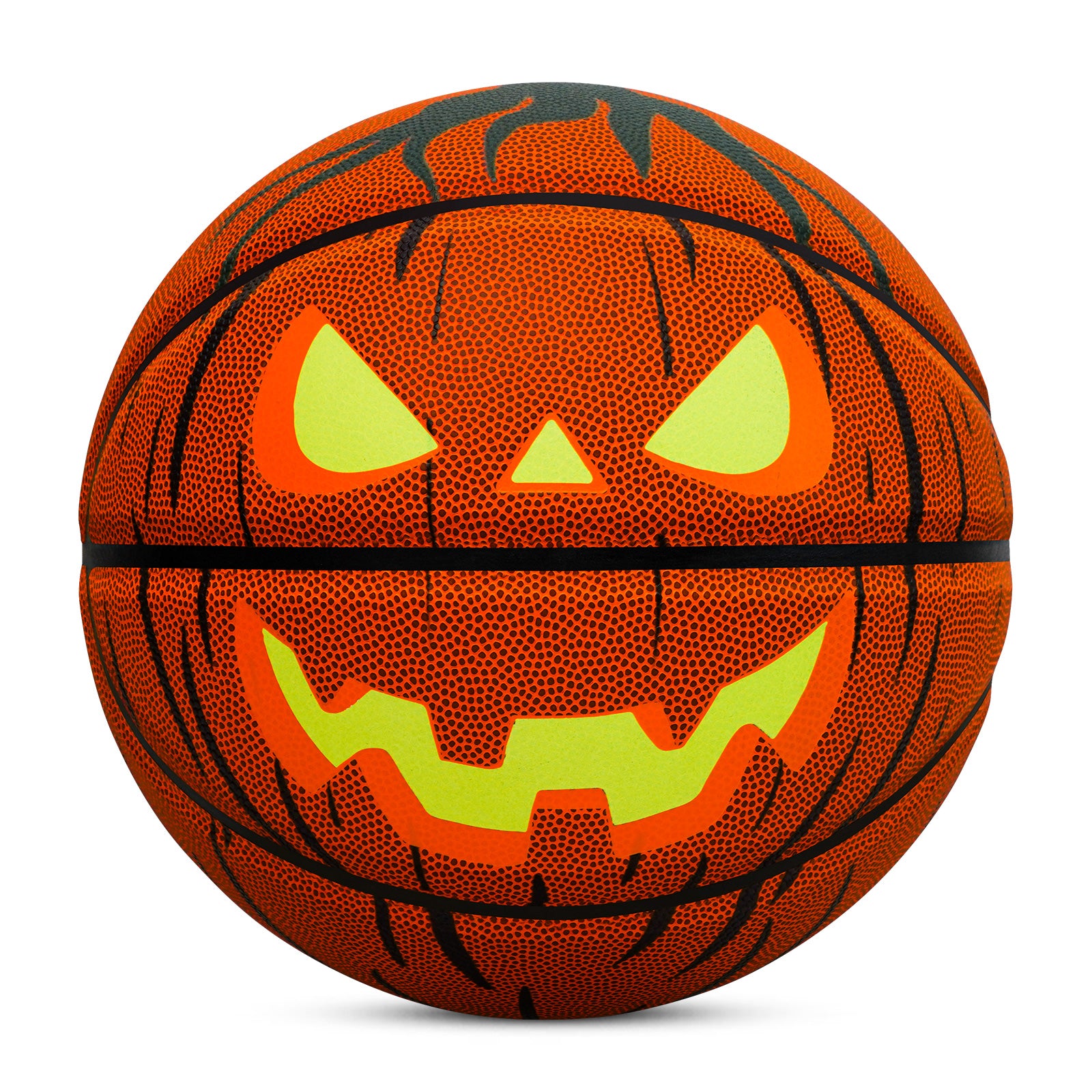 Halloween Glow - in - the - Dark Pumpkin Basketball - Size 7, Hygroscopic PU for Indoor & Outdoor