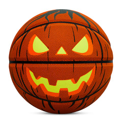 Halloween Glow - in - the - Dark Pumpkin Basketball - Size 7, Hygroscopic PU for Indoor & Outdoor