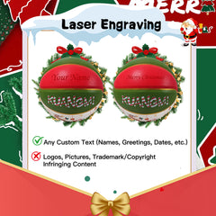 Kuangmi Christmas Basketball, Size 7 (29.5"), Hygroscopic PU Leather, Ideal Christmas Gift
