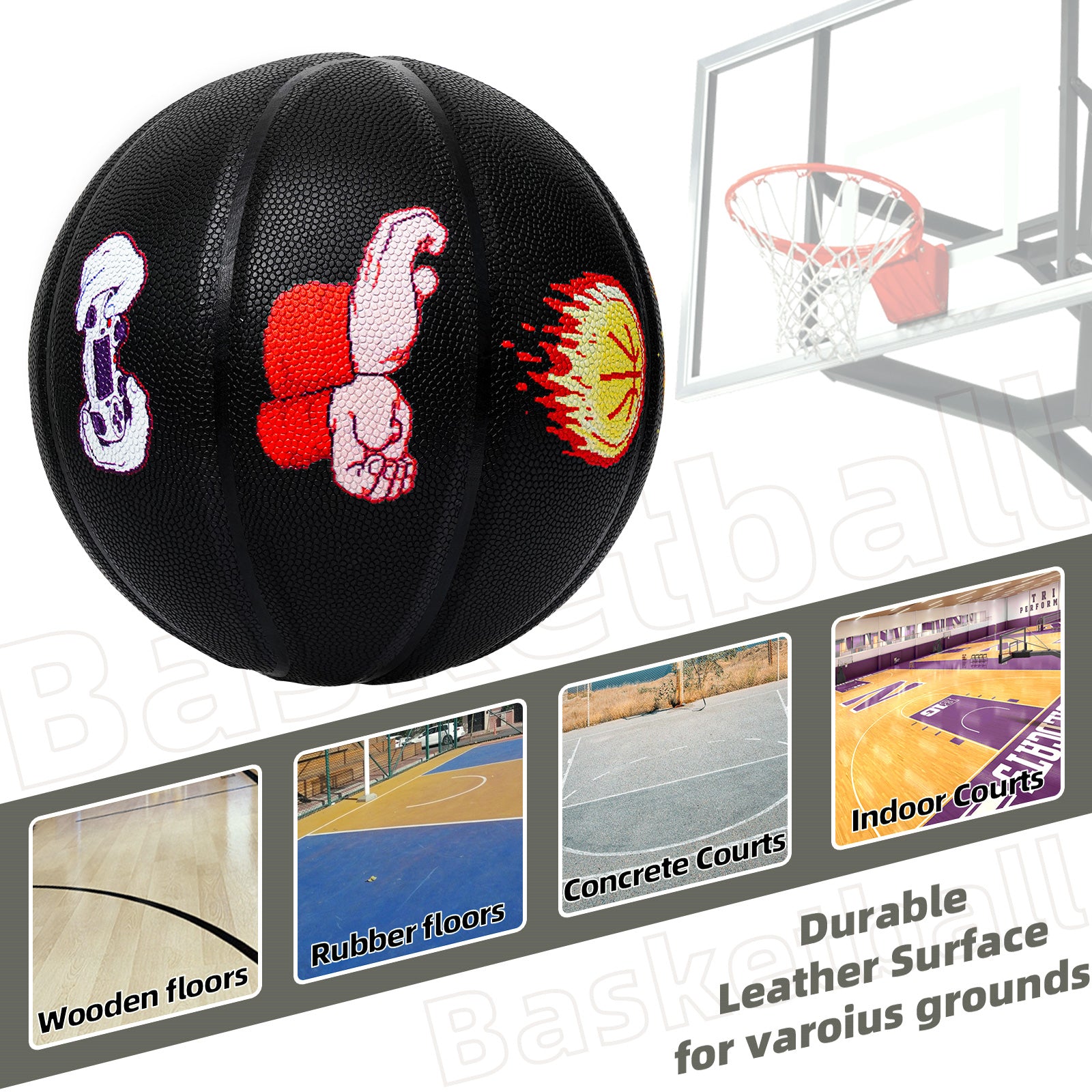 Kuangmi Pixel Champion WIN Basketball Size 7/6/5 Hygroscopic PU