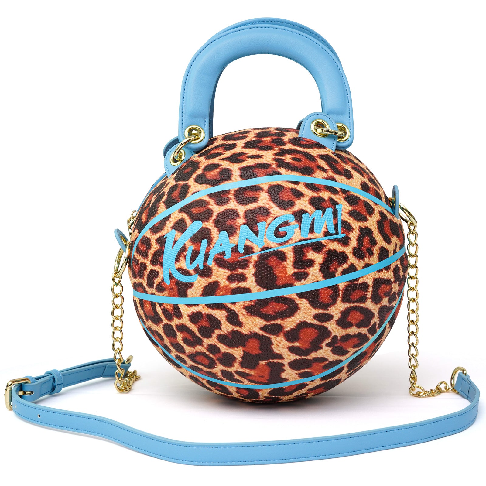 Kuangmi Blue Leopard Print Size 7 Basketball Purse & Handbag, Basketball Bag