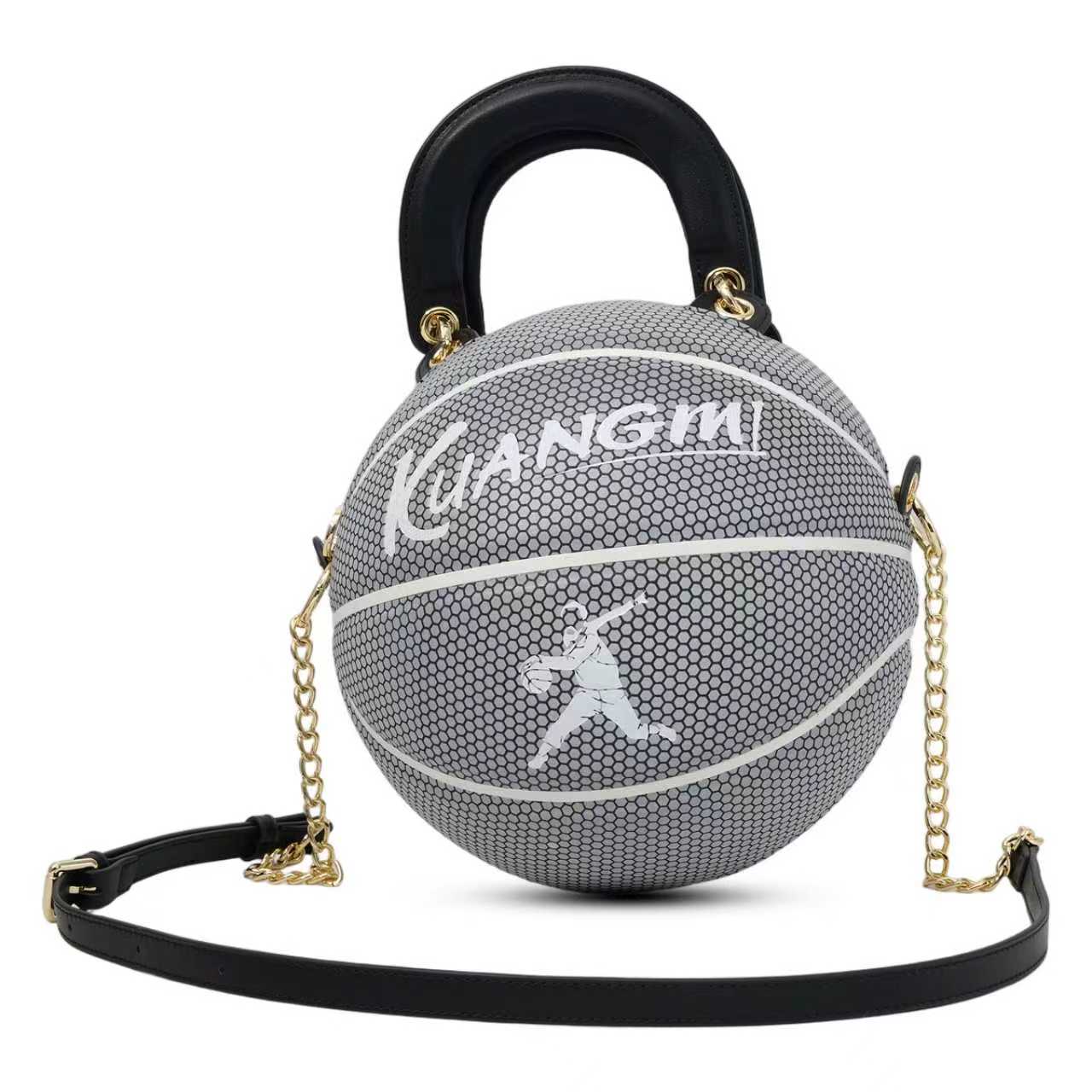 Bolso bandolera de baloncesto Kuangmi PU estilo chino de porcelana azul y blanca, número 7, con correa ajustable