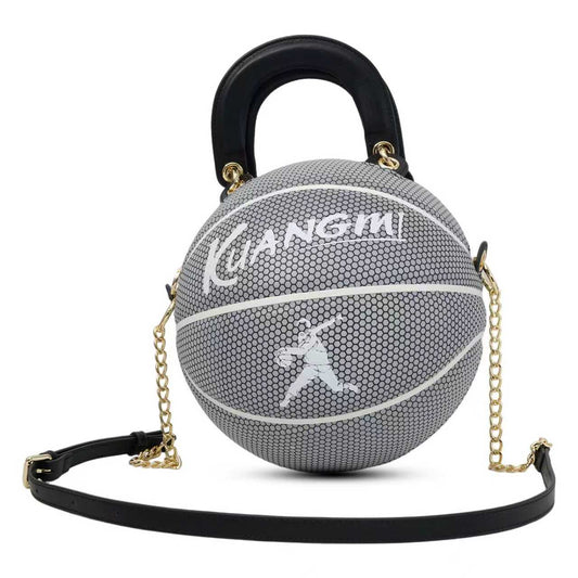 Kuangmi PU Gray - Black "Reflective" Pattern Basketball Crossbody Bag w/ Adjustable Strap