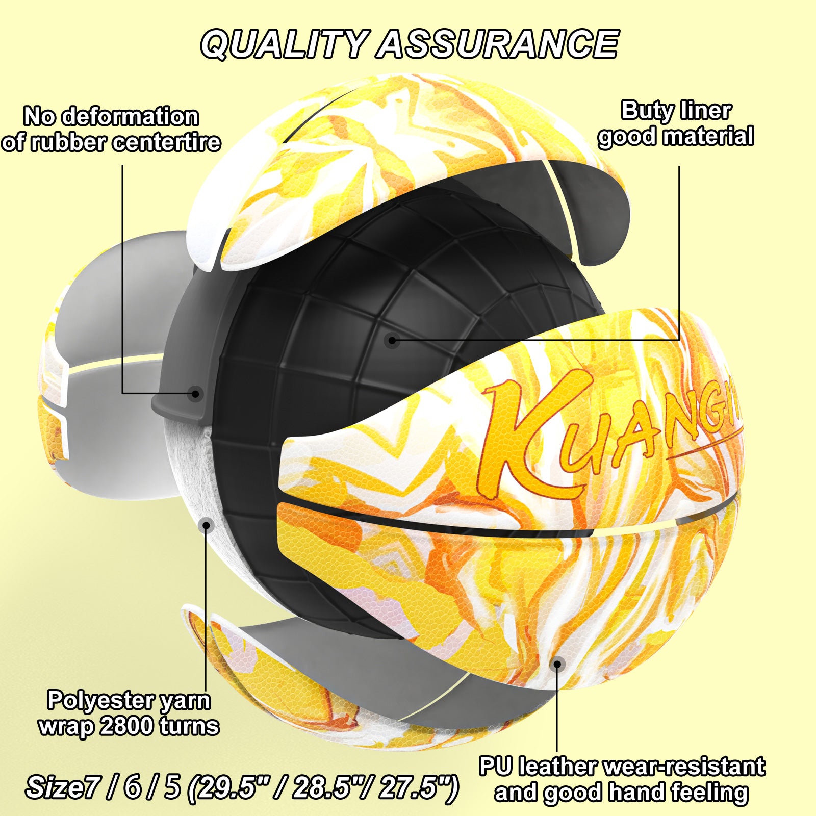 Kuangmi Mango Smoothie Basketball Size 7/6/5 Hygroscopic PU