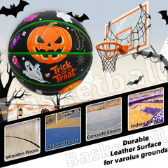 Kuangmi 2025 Halloween Themed Basketball Size 7 (29.5") - Hygroscopic PU Material, Indoor & Outdoor Use, Perfect for Holiday Community Games & Decor
