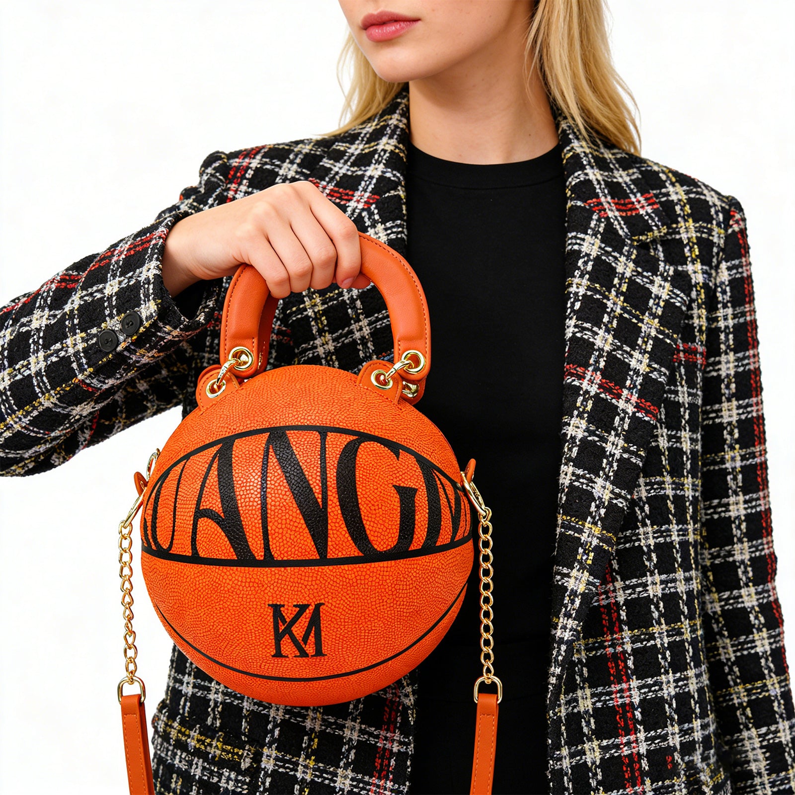 Kuangmi Minimalist Orange Basketball Purse & Handbag - Size 7