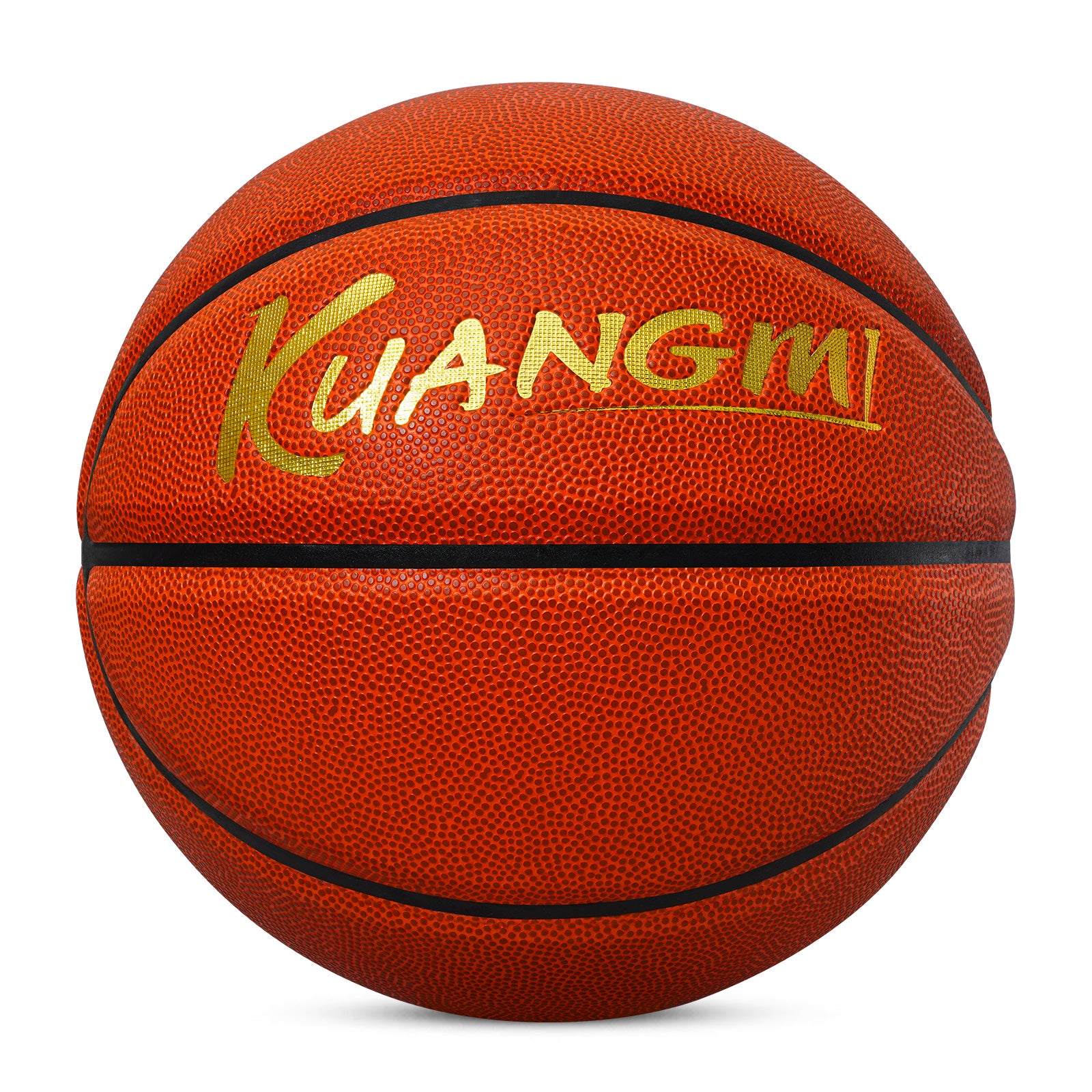 Kuangmi Indoor Official Game Basketball, Size 7 (29.5"), Orange PU with Gold Foil Design
