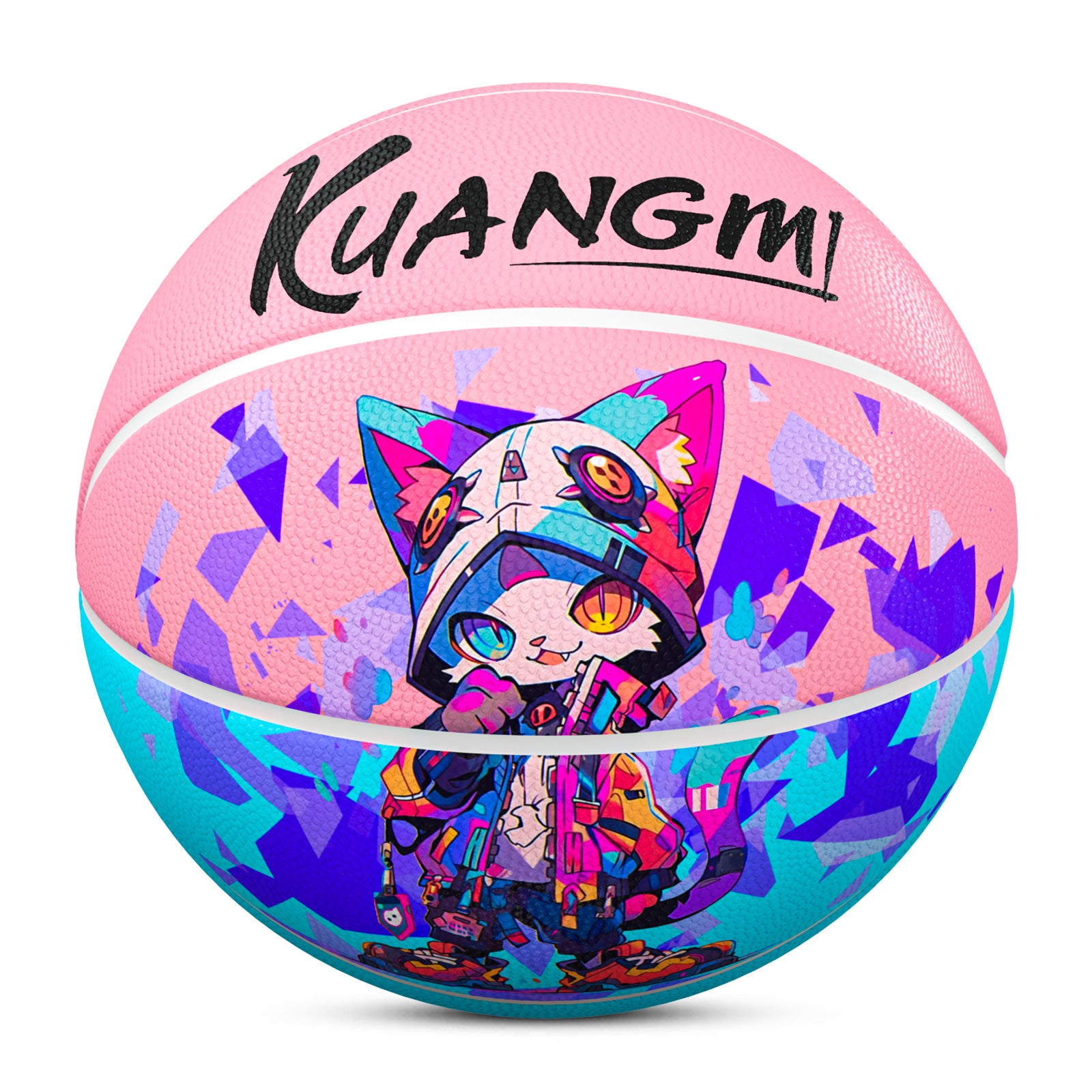 Kuangmi Cyber Pink Cool Cat Basketball Gift Size 7 6 5 4 Hygroscopic PU (Pre-Order)